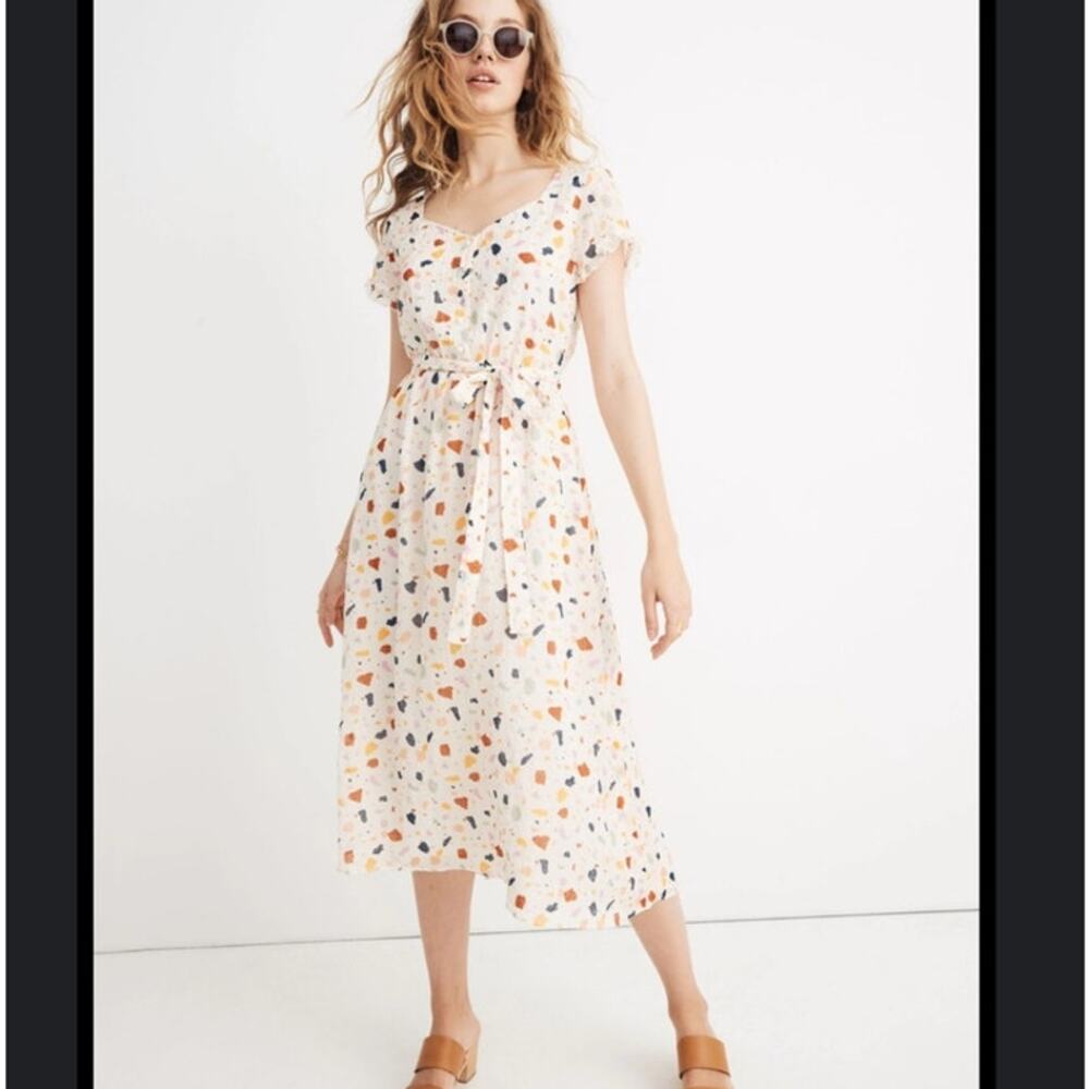 Madewell Terrazzo tie-waist midi dress
